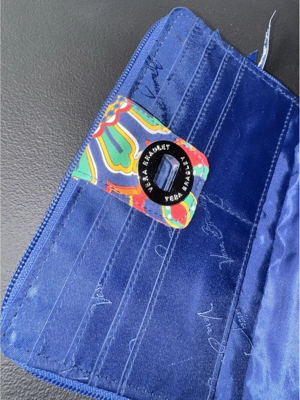 Vera Bradley Wallet Clutch Venecian Paisley Zip Around Blue Pink Floral Cotton